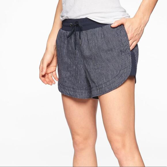 Athleta Beachside Bali Navy Linen Shorts - Picture 1 of 7